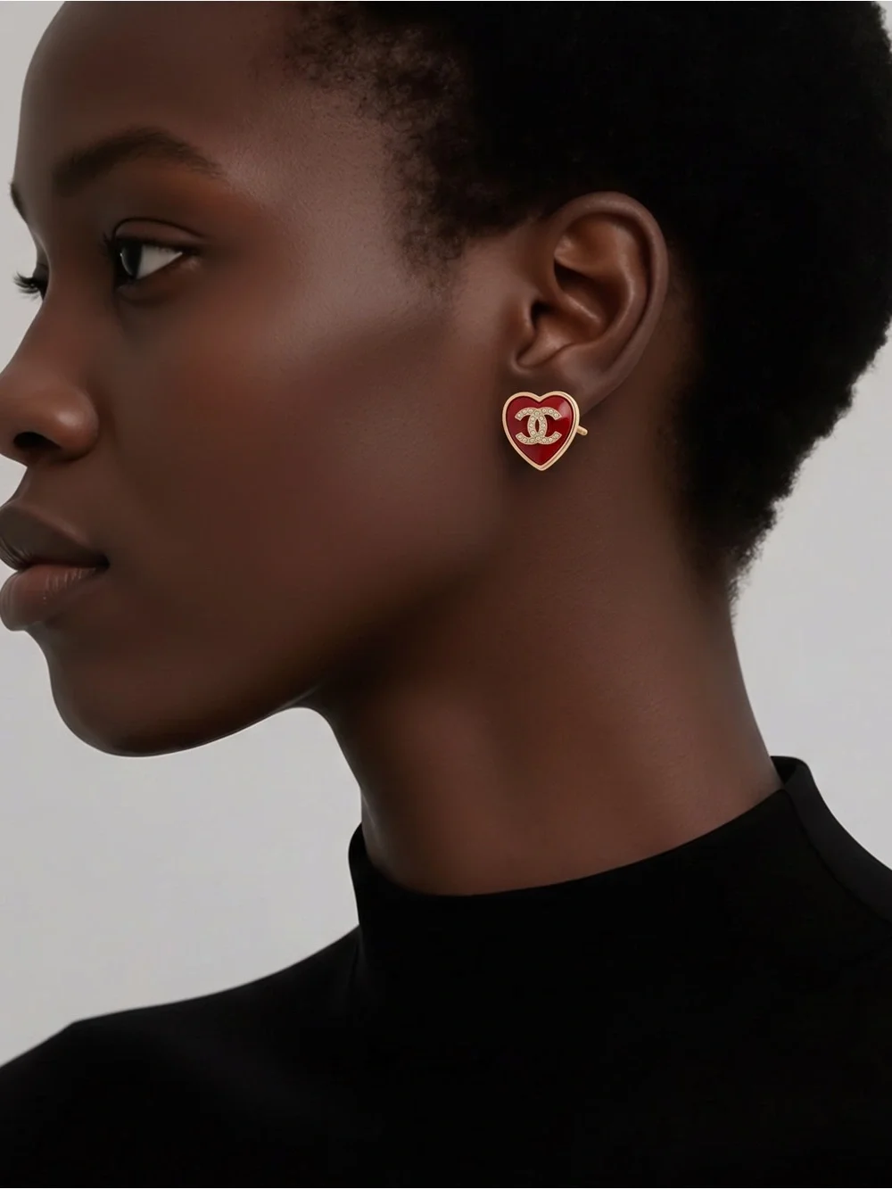 Red Heart CC Crystal-Accent Stud Earrings